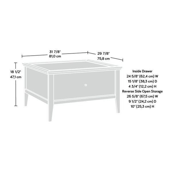 Sauder Larkin Ledge Storage Coffee Table Go , Large storage drawer features metal runners and safety stops - 433723