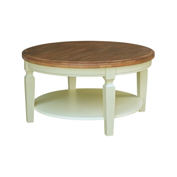 International Concepts Vista Solid Wood Round Coffee Table with Shelf, 38X38X20.3, Hickory/Shell - OT79-15CR