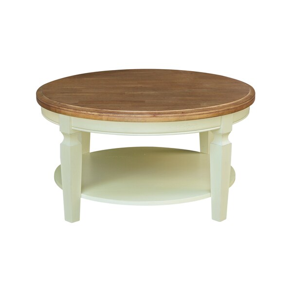 International Concepts Vista Solid Wood Round Coffee Table with Shelf, 38X38X20.3, Hickory/Shell - OT79-15CR