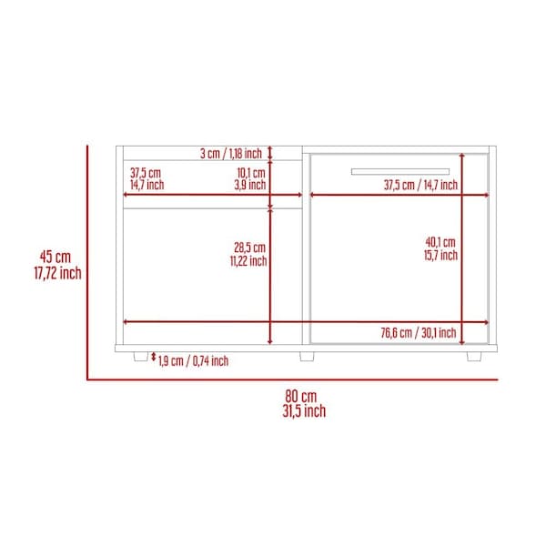 Tuhome Lyon Coffee Table, Single Door Cabinet, One Open Shelf, Dark Walnut - MLC6707