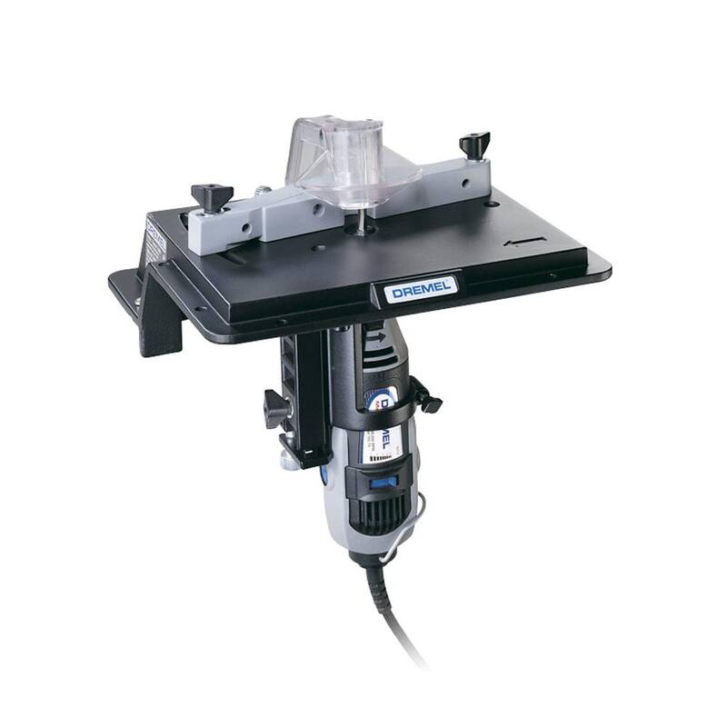 Aditamento del enrutador de inmersión para herramienta rotativa Dremel con mesa de enrutador y conformador de herramienta rotativa para lijar, perfilar, ranurar y hacer canales en madera - 335-01+231