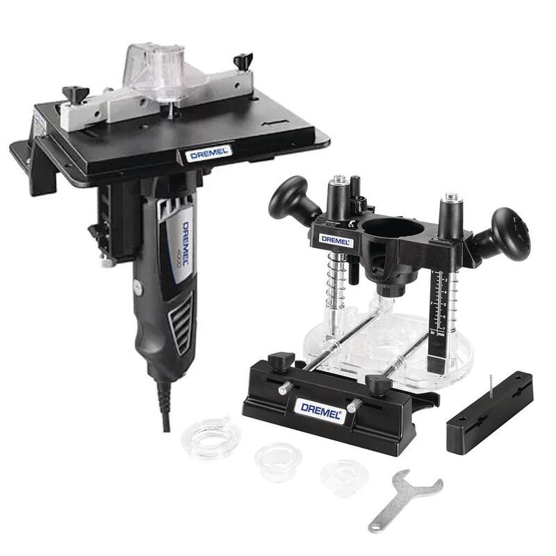Aditamento del enrutador de inmersión para herramienta rotativa Dremel con mesa de enrutador y conformador de herramienta rotativa para lijar, perfilar, ranurar y hacer canales en madera - 335-01+231