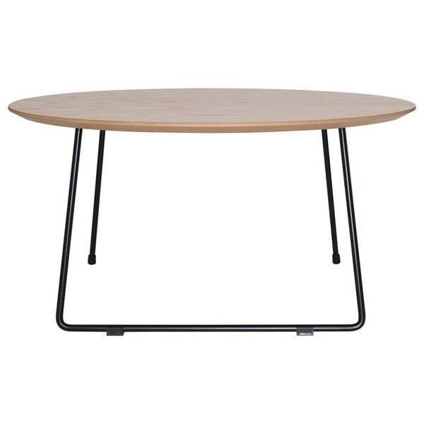 Leisuremod Pemborke Round Coffee Table with Wood Top and Powder Coated Iron Frame Accent Table, Natural Wood - PTRBL-31NW