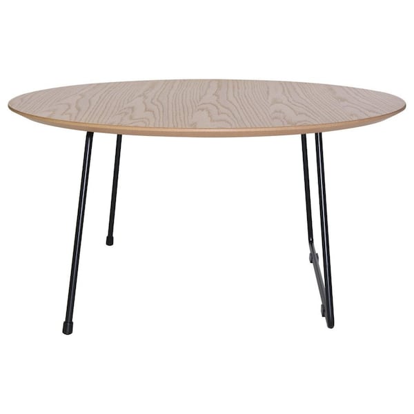 Leisuremod Pemborke Round Coffee Table with Wood Top and Powder Coated Iron Frame Accent Table, Natural Wood - PTRBL-31NW