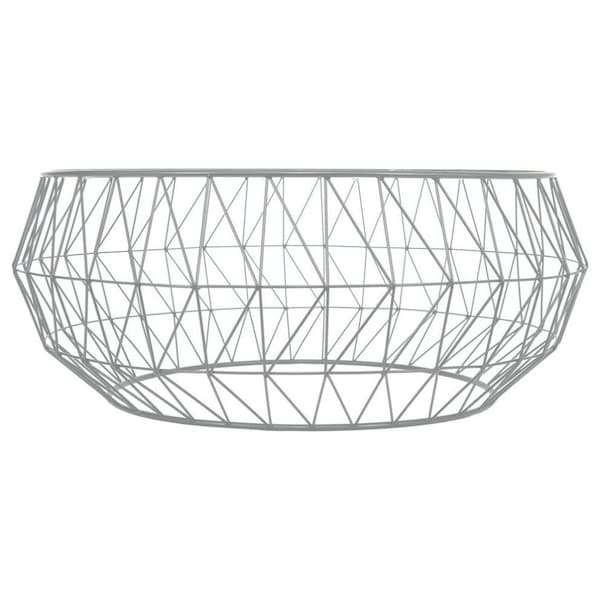 Leisuremod Malibu Modern Round Glass Top Coffee Table with Metal Base, Grey - MD39GR