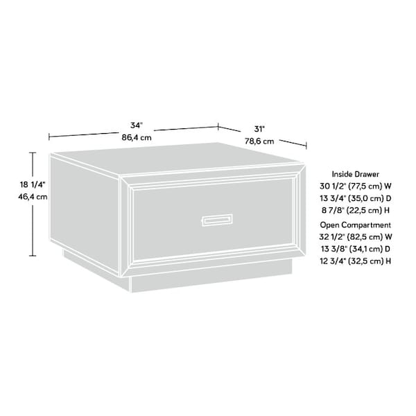 Sauder Hayes Garden Coffee Table Ao , Large drawer features full extension slides for an easy access glide - 434776