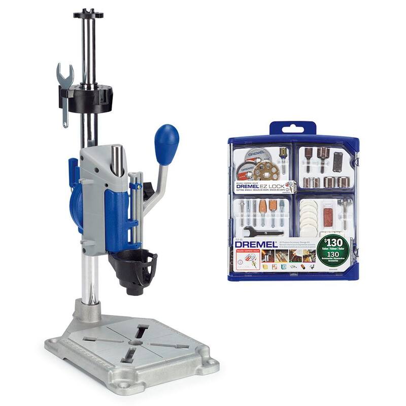 Estación de trabajo para herramienta rotativa Dremel para carpintería y fabricación de joyería con kit de accesorios para herramienta rotativa (130 piezas) - 220-01+713-01