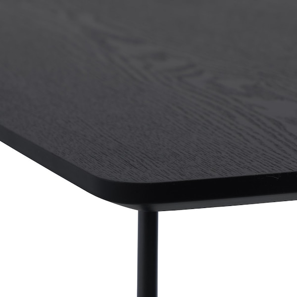 Leisuremod Elmwood Modern Wood Top Coffee Table with Iron Base, Black - ET47BL