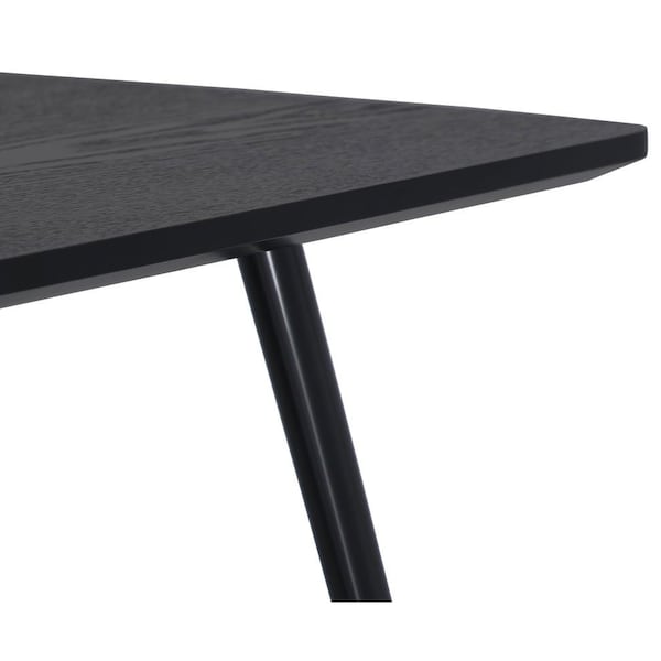 Leisuremod Elmwood Modern Wood Top Coffee Table with Iron Base, Black - ET47BL
