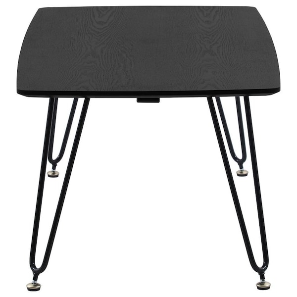 Leisuremod Elmwood Modern Wood Top Coffee Table with Iron Base, Black - ET47BL