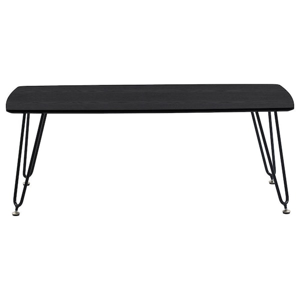 Leisuremod Elmwood Modern Wood Top Coffee Table with Iron Base, Black - ET47BL