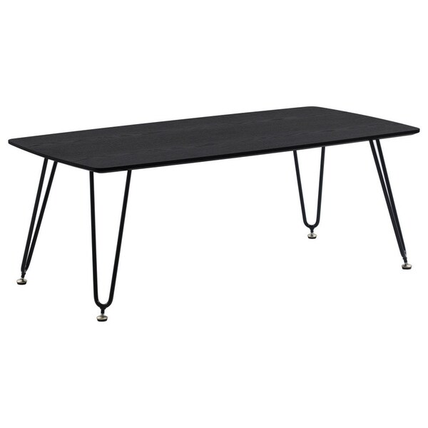 Leisuremod Elmwood Modern Wood Top Coffee Table with Iron Base, Black - ET47BL