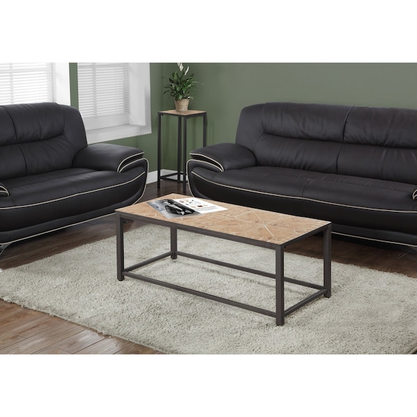 Monarch Specialties Coffee Table, Accent, Cocktail, Rectangular, Living Room, 42" L, Metal, Tile, Brown, Transitional - I 3160