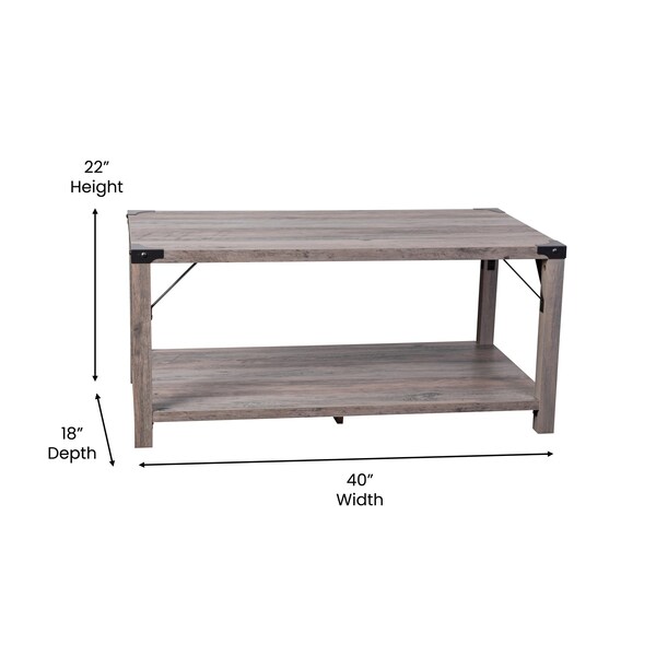 Flash Furniture Gray Wash Coffee Table with Black Metal Accents - ZG-037-GY-GG