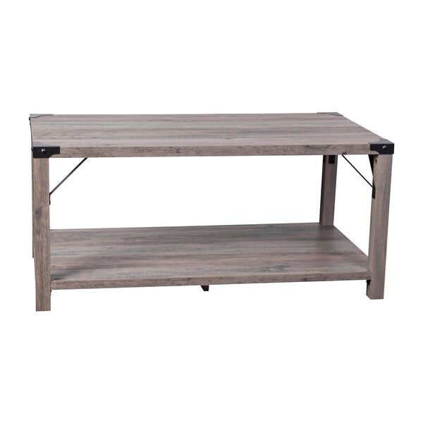 Flash Furniture Gray Wash Coffee Table with Black Metal Accents - ZG-037-GY-GG