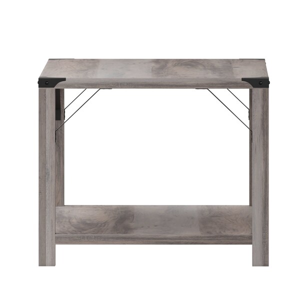 Flash Furniture Gray Wash Coffee Table with Black Metal Accents - ZG-037-GY-GG