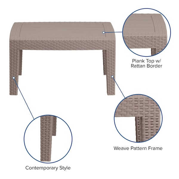 Flash Furniture Seneca Light Gray Faux Rattan Coffee Table - DAD-SF2-T-GG