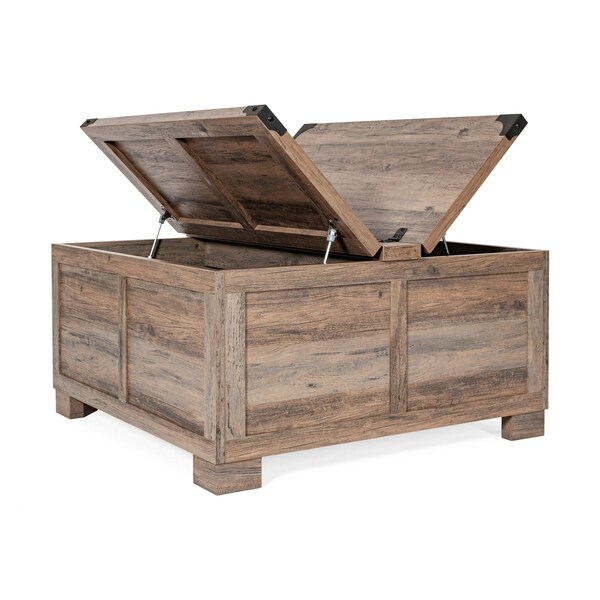 Flash Furniture Wyatt 35.75in Farmhouse Storage Coffee Table with Hinged Lift Top, with Hidden Storage, Gray Wash - ZG-ZP-030-GRY-GG