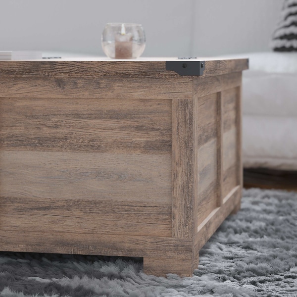 Flash Furniture Wyatt 35.75in Farmhouse Storage Coffee Table with Hinged Lift Top, with Hidden Storage, Gray Wash - ZG-ZP-030-GRY-GG