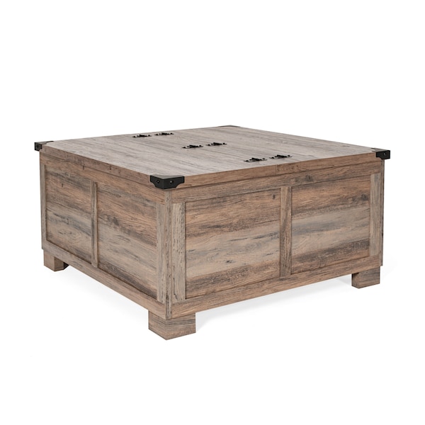 Flash Furniture Wyatt 35.75in Farmhouse Storage Coffee Table with Hinged Lift Top, with Hidden Storage, Gray Wash - ZG-ZP-030-GRY-GG