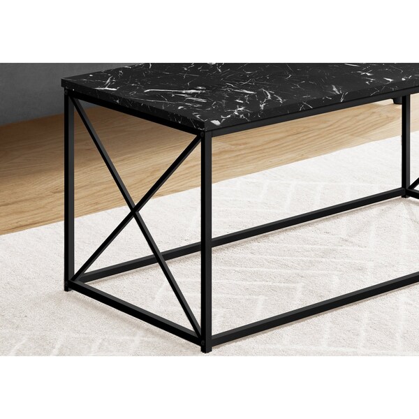 Monarch Specialties Coffee Table, Accent, Cocktail, Rectangular, Living Room, 40"L, Metal, Laminate, Black Marble Look - I 3783