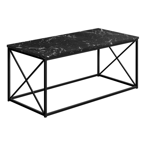 Monarch Specialties Coffee Table, Accent, Cocktail, Rectangular, Living Room, 40"L, Metal, Laminate, Black Marble Look - I 3783