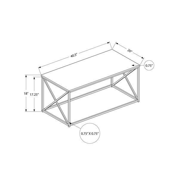 Monarch Specialties Coffee Table, Accent, Cocktail, Rectangular, Living Room, 40"L, Metal, Laminate, Black Marble Look - I 3783