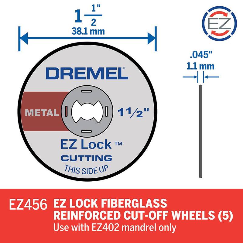 Bloqueo fácil Dremel 1-1/2 in. Ruedas de corte de metal para herramienta rotativa para metal (paquete de 5) - EZ456