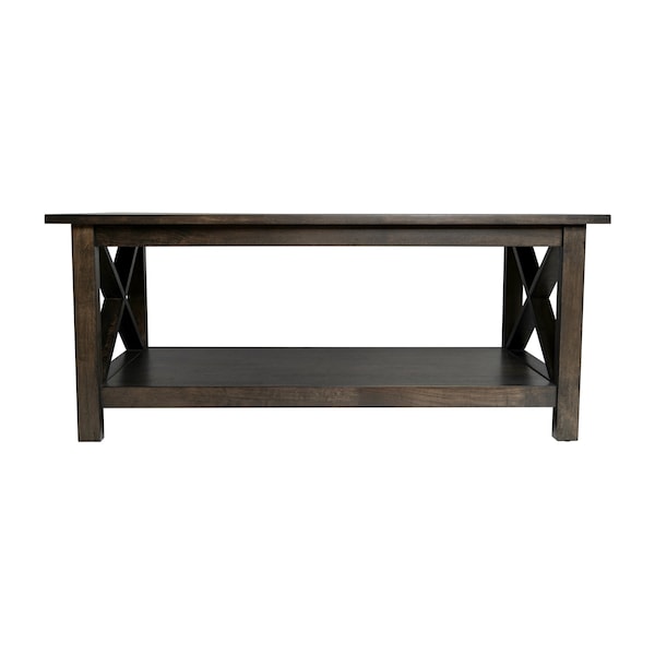 Flash Furniture Jasper Farmhouse Style Solid Wood Coffee Table w/X-Frame Design and Lower Shelf in Dark Gray - LFS-2007-DKGRY-GG