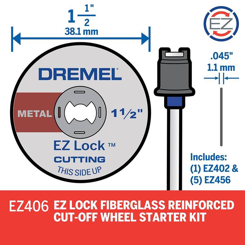 Kit de Inicio de Mandril para Herramienta Rotativa de 1-1/2 pulgadas Dremel EZ Lock para Metal (6 piezas) - EZ406