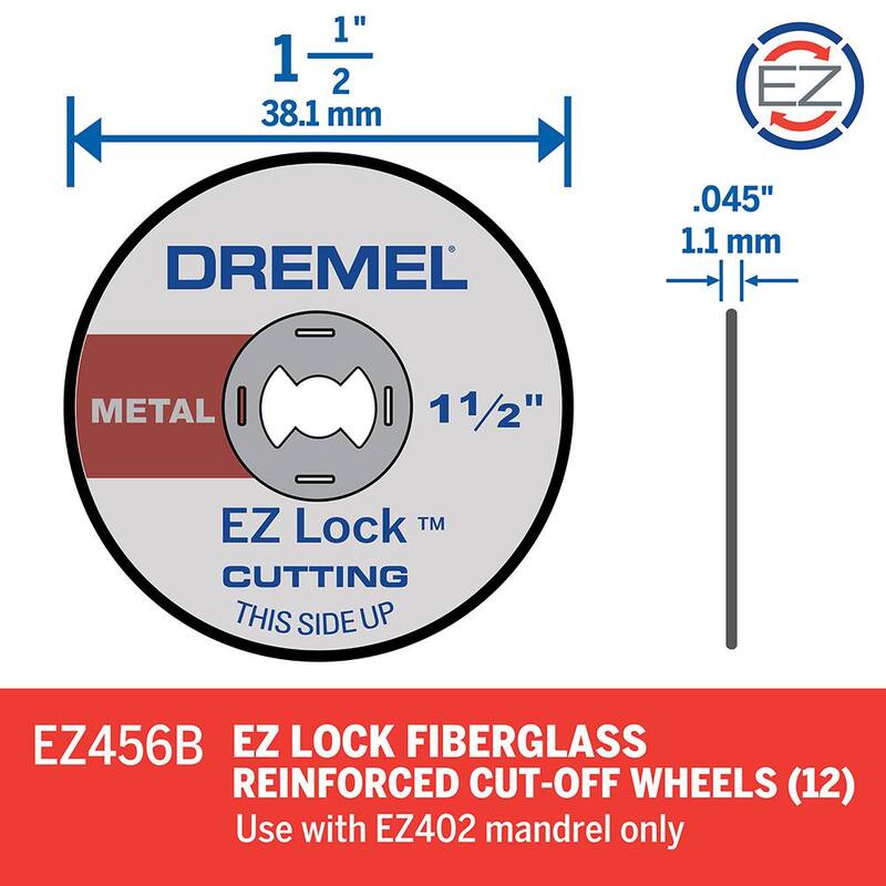 Ruedas de corte de metal para herramienta rotativa de 1-1/2 pulgadas Dremel EZ Lock para metal (paquete de 12) - EZ456B