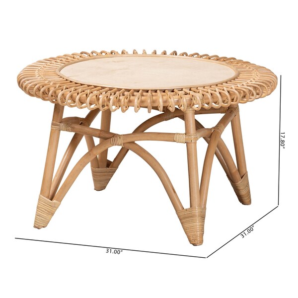 Bali & Pari Elani Modern Bohemian Natural Rattan Coffee Table - 236-12721-ZORO