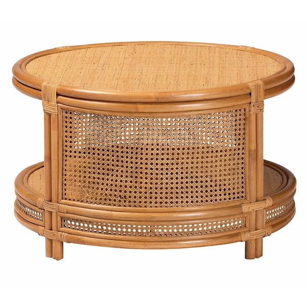 Bali & Pari Louis Modern Bohemian Natural Brown Rattan Coffee Table - 239-13590-ZORO