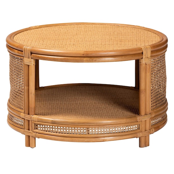 Bali & Pari Louis Modern Bohemian Natural Brown Rattan Coffee Table - 239-13590-ZORO