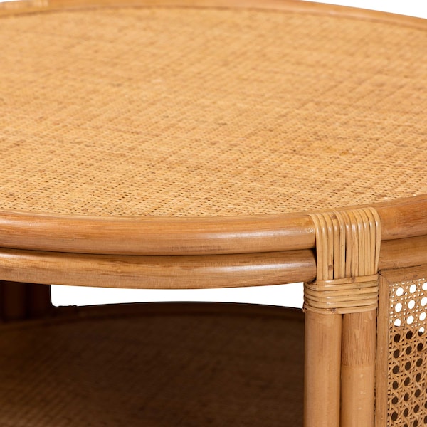 Bali & Pari Louis Modern Bohemian Natural Brown Rattan Coffee Table - 239-13590-ZORO