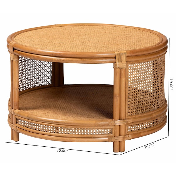 Bali & Pari Louis Modern Bohemian Natural Brown Rattan Coffee Table - 239-13590-ZORO
