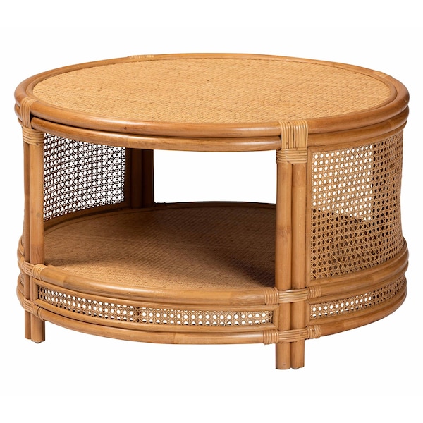 Bali & Pari Louis Modern Bohemian Natural Brown Rattan Coffee Table - 239-13590-ZORO