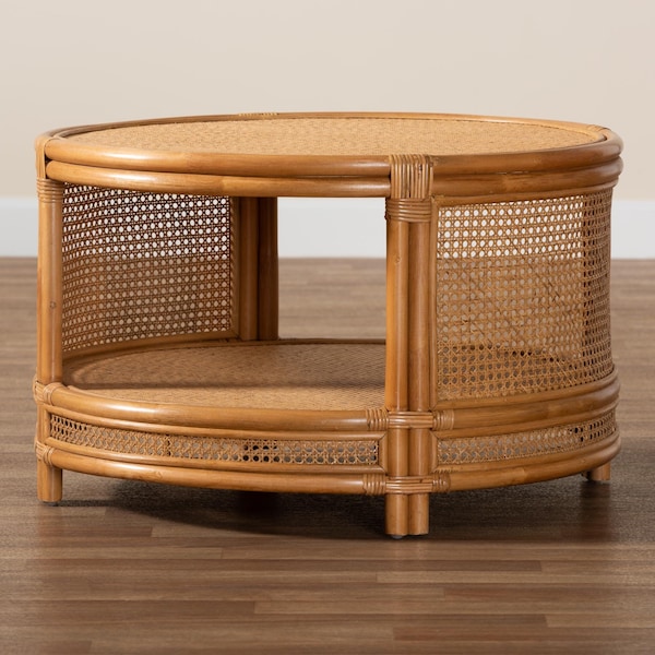 Bali & Pari Louis Modern Bohemian Natural Brown Rattan Coffee Table - 239-13590-ZORO