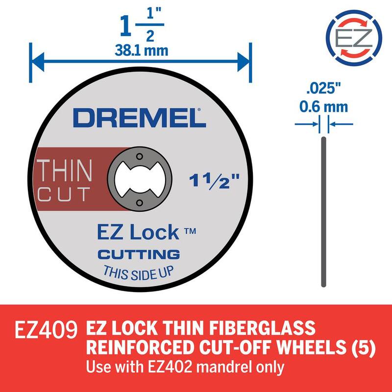 Rueda de corte delgada para herramienta rotativa Dremel EZ Lock de 1-1/2 pulgadas (paquete de 5) - EZ409