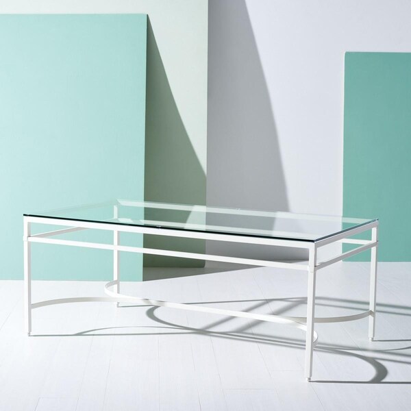 Safavieh 48.3 x 26.1 x 19.5 in. Abelard Glass Cocktail Table, White - AMH8303D