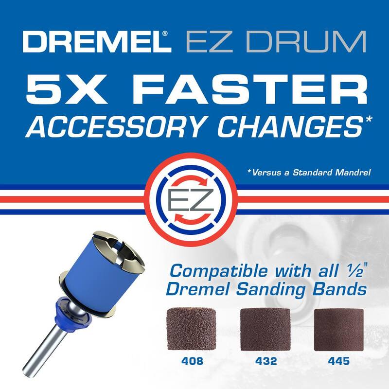 Dremel EZ Drum 1/2 in. Mandril de herramienta rotativa para bandas de lijado para bandas de lijado 408, 432, 445 - EZ407SA