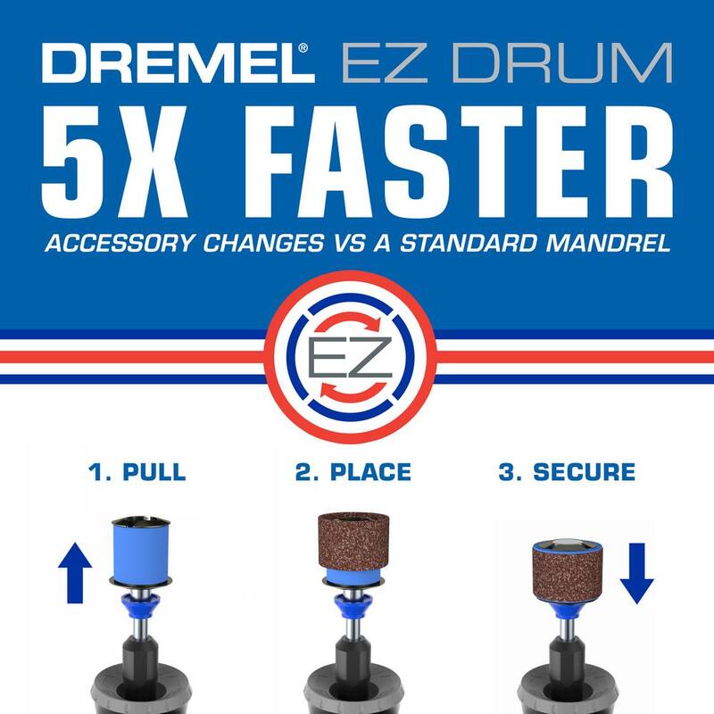 Dremel EZ Drum 1/2 in. Mandril de herramienta rotativa para bandas de lijado para bandas de lijado 408, 432, 445 - EZ407SA