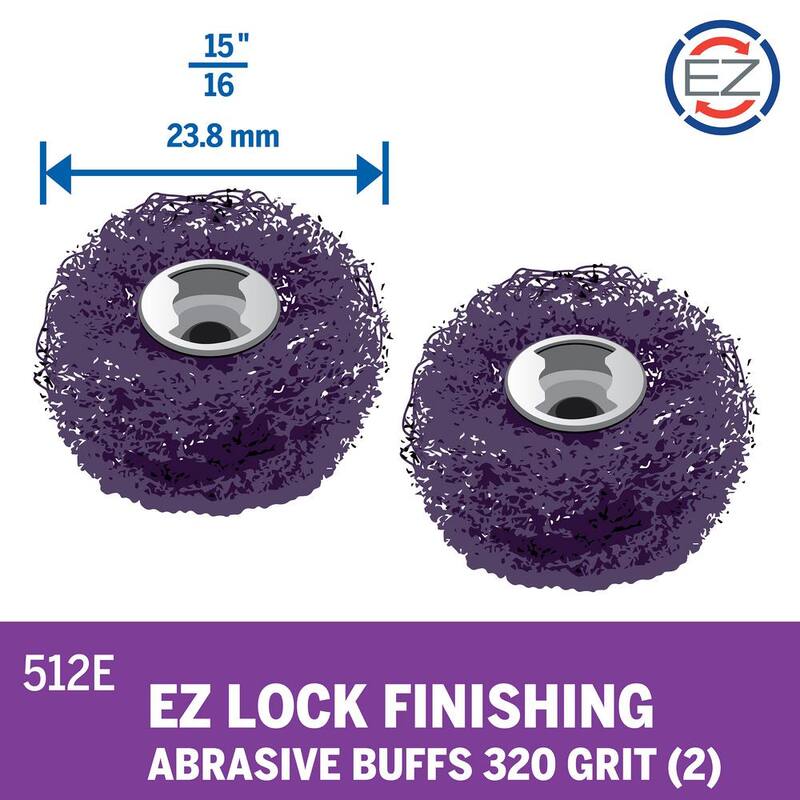 Dremel EZ Lock 15/16 pulg. Herramienta rotativa abrasiva para acabados de 320 granos (paquete de 2) - 512E