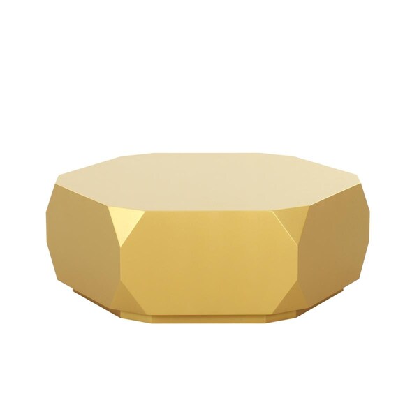 Pasargad Home Selva Wood Finish Coffee Table, Gold - PLZ-226C