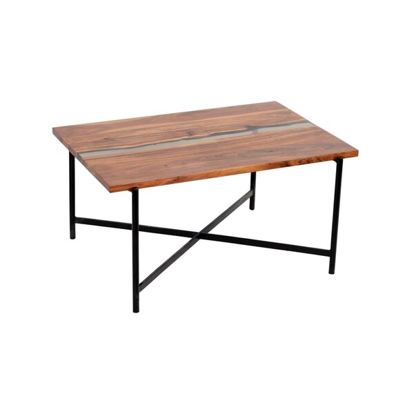 Kd Cama De Bebe 36 in. Rivers Edge Acacia Wood & Acrylic Coffee Table - KD3240071