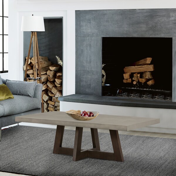 Armen Living Elodie Gray Concrete and Dark Gray Oak Rectangle Coffee Table - LCELCOCCGR