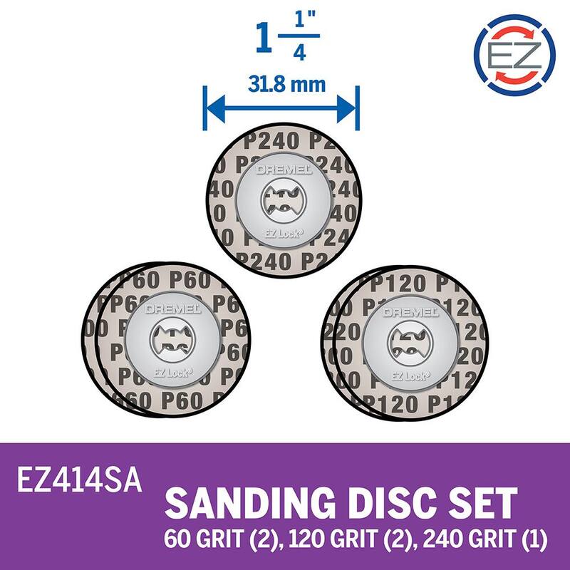 Dremel EZ Lock 1.25 pulgadas Paquete múltiple de Discos de lija para herramienta rotativa con grano variado - EZ414SA