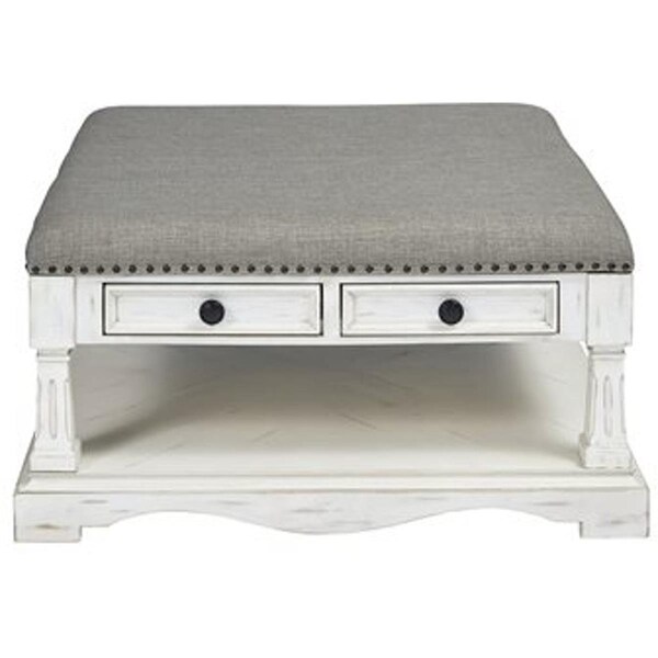 Progressive Furniture Living Room Square Upholstered Cocktail Table, Chalk - T127-01