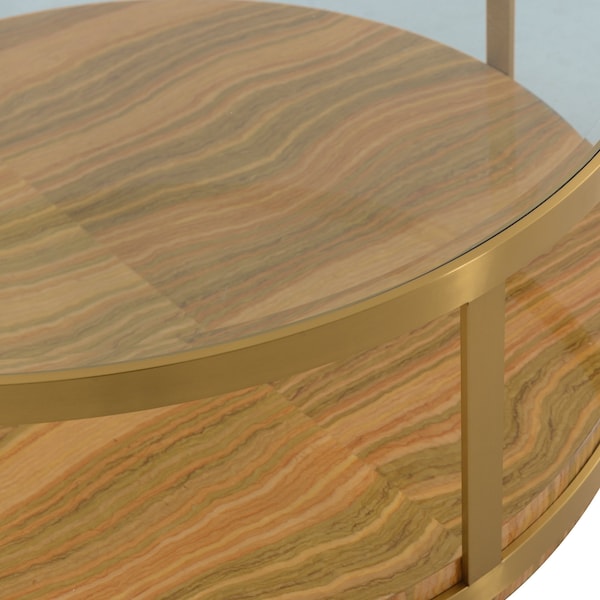 Armen Living Hattie Glass Top Coffee Table with Brushed Gold Legs - LCDXCOGLGLD