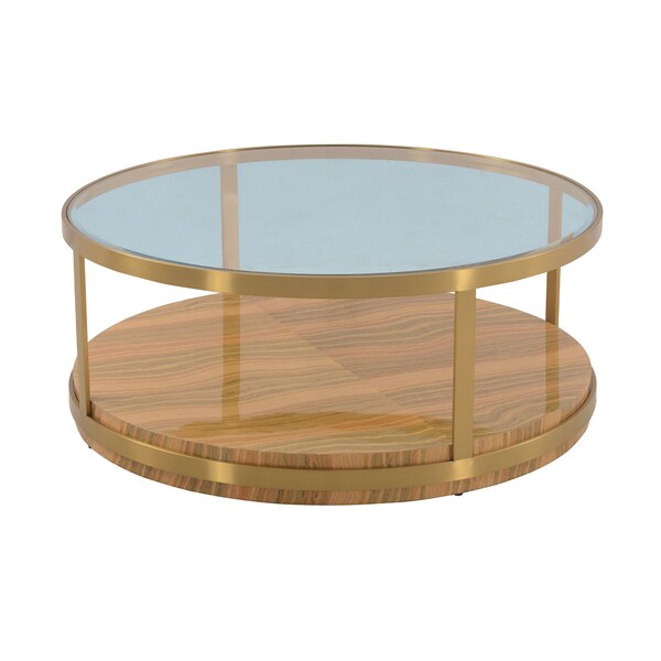 Armen Living Hattie Glass Top Coffee Table with Brushed Gold Legs - LCDXCOGLGLD